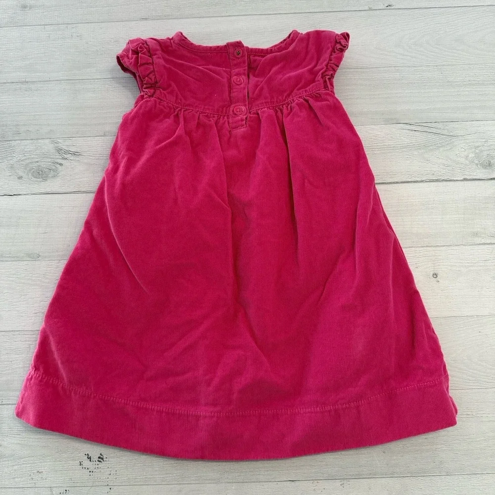 Mini Boden girls pink corduroy floral lined‎ dress 2/3